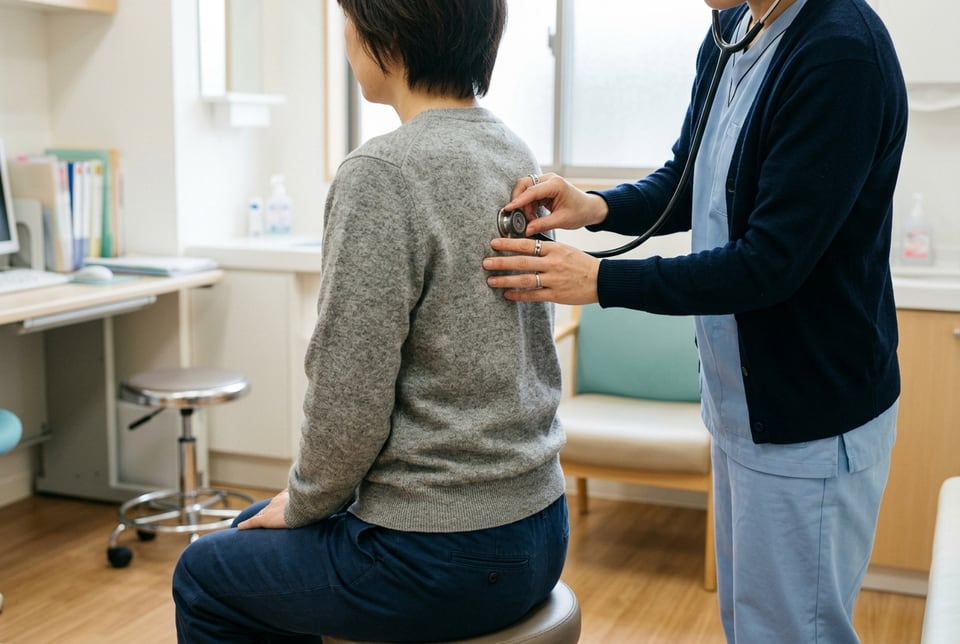 検査を受ける来院者の様子